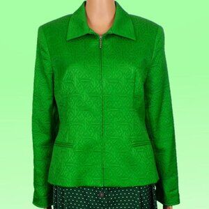 NORTON & CO size 8 green zip-front light jacket cotton/polyester dry clean only